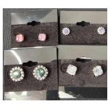 4-Pair Sterling Earrings Stone