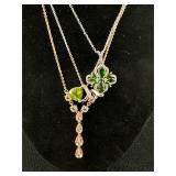 3 Sterling Silver Necklaces w/color stones