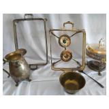 Box of Silver Plate Chaffing Dishes (2), Plus