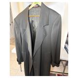40 L Black Wool Full Length Over Coat by Bachrach