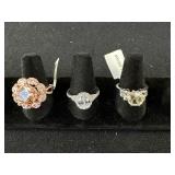3 Sterling Silver Rings
