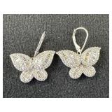 Sterling Silver w/CZ Butterfly Earrings