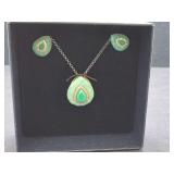 Stauer Sterling Silver Jadeite Necklace, Earrings