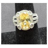 Sterling Silver & Citrine Ring Size 7