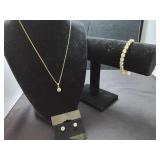 Sterling Silver & CZ Necklace Bracelet & Earrings