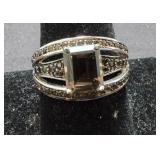 Sterling Silver & Smokey Quartz Size 10