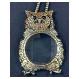 Rhinestone Owl Magnifying Necklace