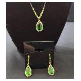 Sterling Silver & Emerald Necklace & Earrings