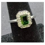 Sterling Silver & Emerald Ring Size 8