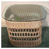 Wicker & Glass End Table 26'X20'X22'