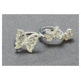 Sterling Silver & CZ Butterfly Ring Size 7