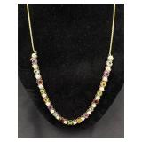 Sterling silver, multi colored stone necklace.