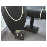 Sterling Silver CZ Set Necklace Bracelet & Earring