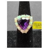 Opal & Amethyst Sterling Ring Size 8