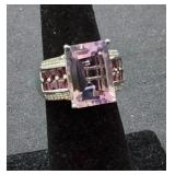 Sterling Silver & Amethyst Ring Size 6