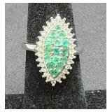 Sterling Silver & Emerald CZ Ring Size 6