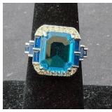 Sterling Silver & Aqua Marine Ring Size 7