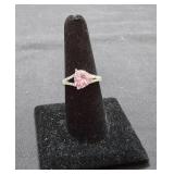 Sterling silver ring with pink stone.