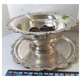 Silver Plated Punch Bowl 17'X8', Large Platter &