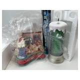 Santa's Toy Shop & Snow Globe Candle NIB