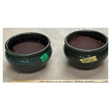 2 Green Ceramic 13'X8' Bowls