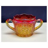 Double handle Sugar Bowl Iridescent Sunset Carniva
