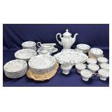 60- Pieces of Haviland Blue Garland Dishes