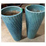 2-Blue Large Ceramic Pots 16'X34'