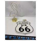 Neon Flamingo & New Rte 66 Metal Sign