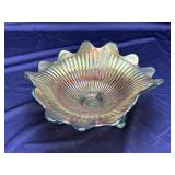 Green Carnival 3-Footed Northwood Leaf & Beads