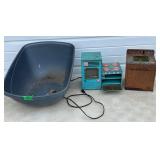 Cat Litter Box and Child's Sove and Wash Machine