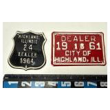 Highland, Illinois Dealer Tags (Licenses-2) 1964 &