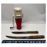 2-Butcher Knives & Ice Crusher