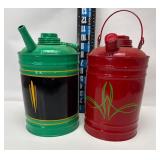2-Painted Gas Cans Pin Striped