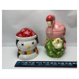 2-Cookie Jars (Flamingo has very Small Nick)