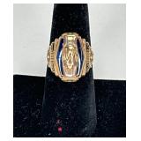 10kt Ladies Class Ring Blue Stone 1952