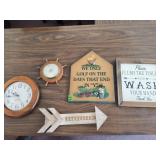 2-Signs Wood, Barometer, Clock & Wood Arrow