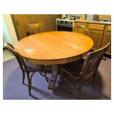 Round Oak Table 55'X29' & 4 Unmatched Chairs