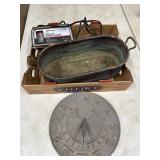 Copper Planter, Sun Dial and Battery Charger