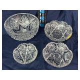 3 Nested Cutglass Bowls - 1 Has Chip