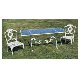 White aluminum Glass Top & 2-Chairs Patio set