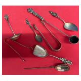 Fancy Tongs, Candle Snuffer & Spoons