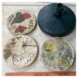 3 Stepping Stones and Patio Umbrella Stand