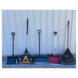 3 Rakes and 2 Snow Shovels
