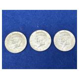 3 - 1967 Kennedy Half Dollars    40% Silver