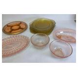 Pink & Yellow Depression glasses (11)