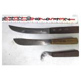 2-Butcher & 1-Hook Knives by Old File