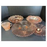 Pink Depression Glassware - 6 pieces