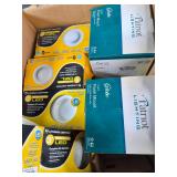 3' White Baffle LED (4) & 2-Pareiot Globe Lights
