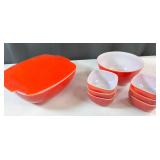 8- Pieces of Red Pyrex Nice